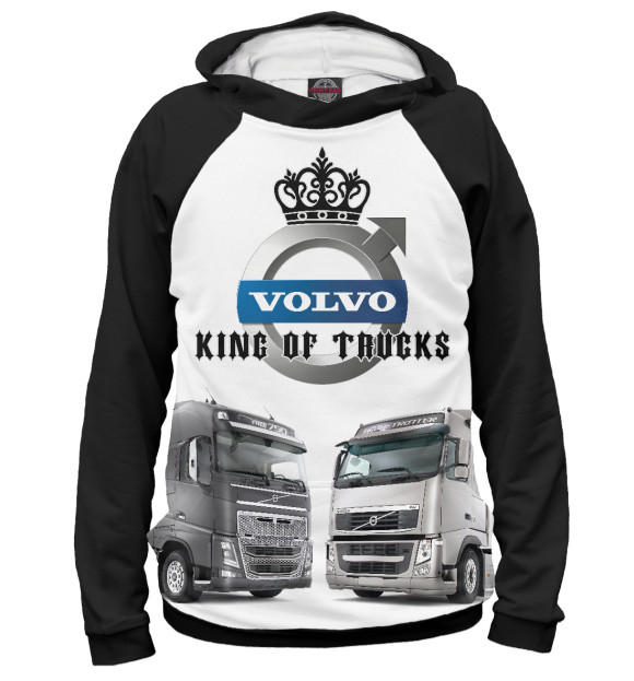 Женское худи с изображением VOLVO - король грузовиков цвета Белый