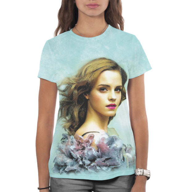 Женская футболка с изображением Эмма Уотсон цвета Белый