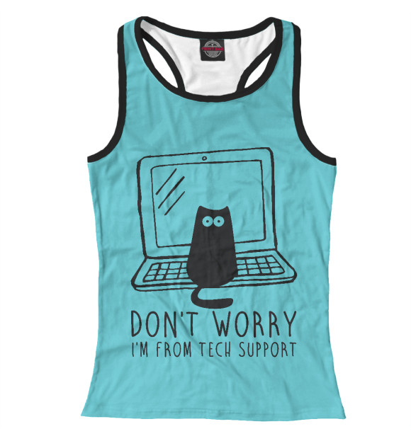 Женская майка-борцовка с изображением Техническая поддержка цвета Белый