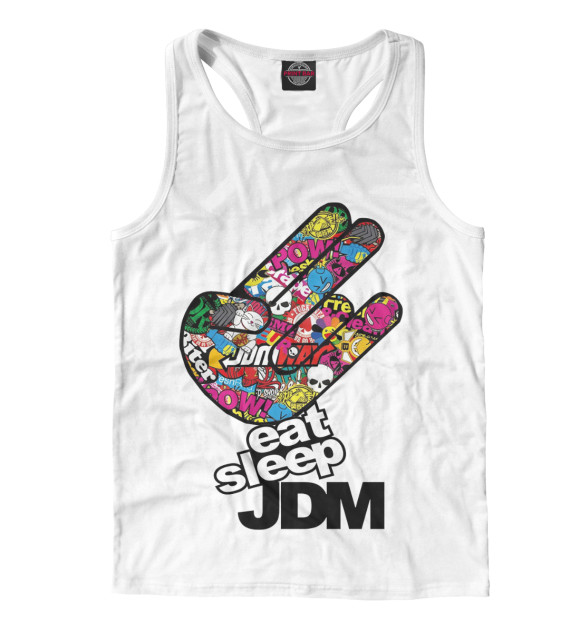 Мужская майка-борцовка с изображением Eat Sleep JDM цвета Белый