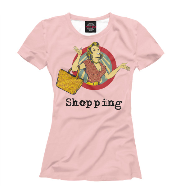 Женская футболка с изображением Shopping цвета Белый