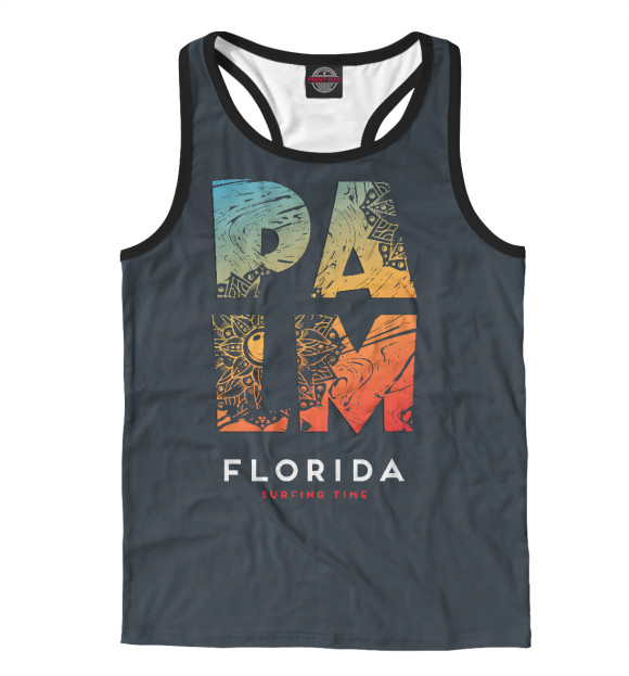 Мужская майка-борцовка с изображением Пальмы цвета Белый