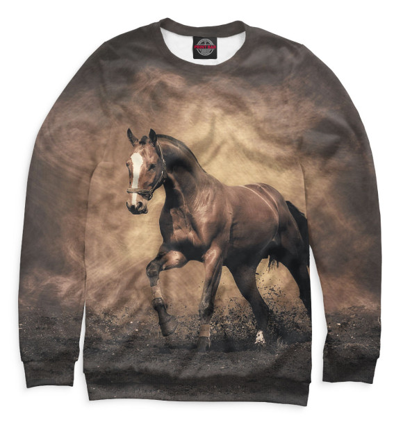 Мужской свитшот с изображением Лошади цвета Белый
