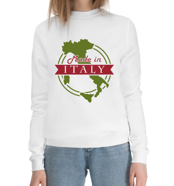 Женский хлопковый свитшот с изображением Made In Italy цвета Белый