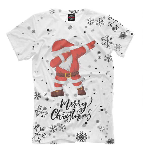 Мужская футболка с изображением Santa Dabbing цвета Белый