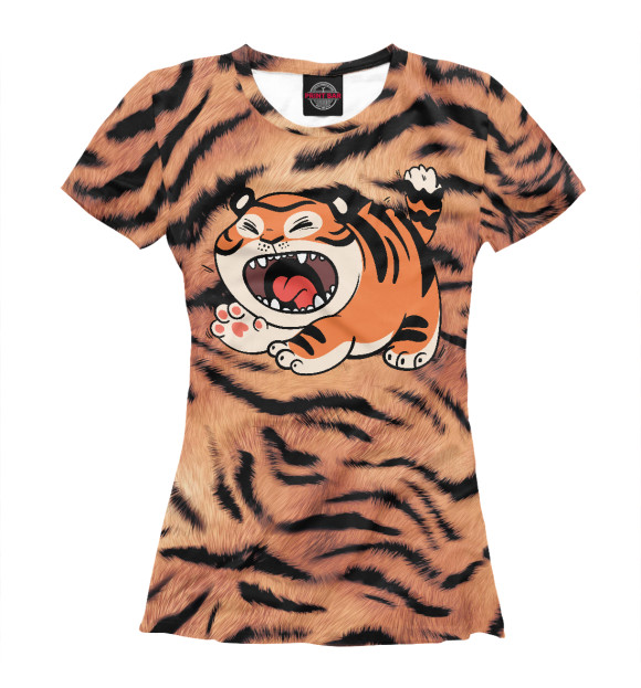 Женская футболка с изображением Рычащий тигр цвета Белый