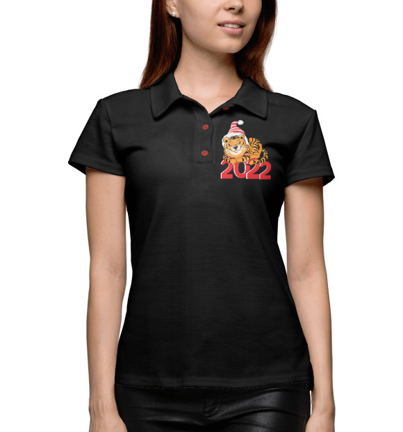 Женское поло с изображением Новый год 2022 цвета Белый