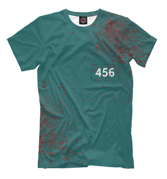 Мужская футболка с изображением Игра в кальмара игрок 456 цвета Белый