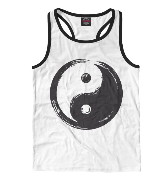 Мужская майка-борцовка с изображением Инь Ян цвета Белый
