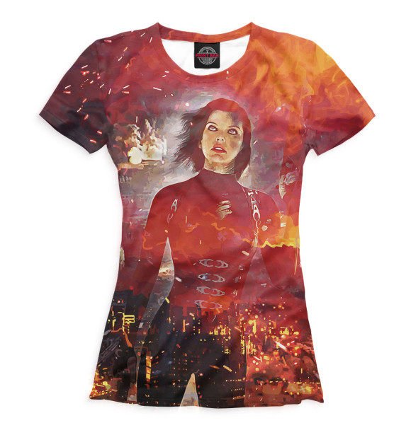 Футболка для девочек с притом Обитель зла цвета Белый Футболка для девочек с изображением Обитель зла цвета Белый