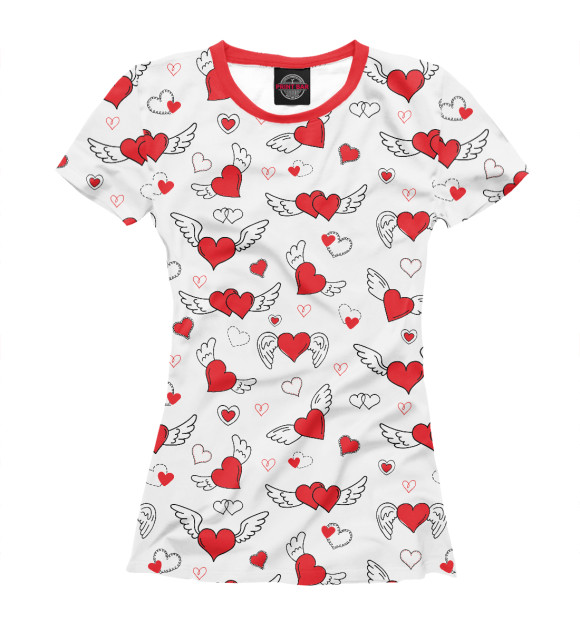 Женская футболка с изображением На крыльях любви цвета Белый