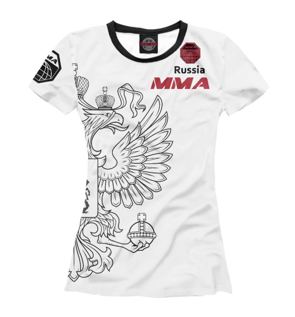 Футболка для девочек с изображением MMA Россия цвета Белый