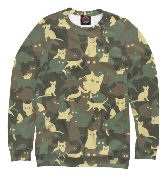 Свитшот для мальчиков с изображением Кошачий камуфляж цвета Белый