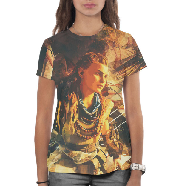 Женская футболка с изображением Horizon Zero Dawn цвета Белый