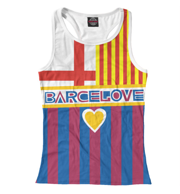Женская майка-борцовка с изображением BarceLove цвета Белый