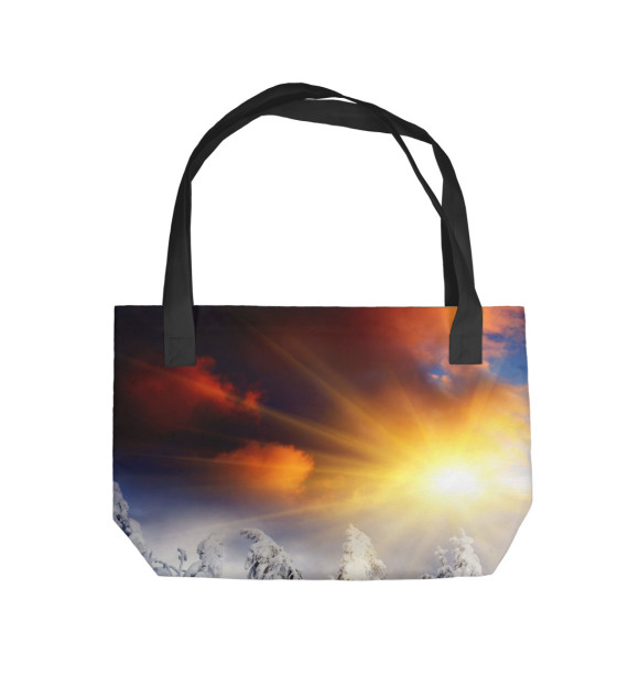 Пляжная сумка с изображением Зимний закат цвета 