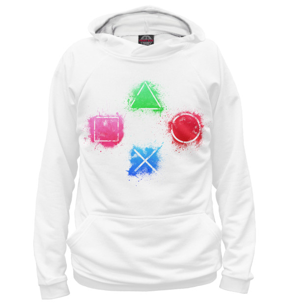 Мужское худи с изображением PlayStation цвета Белый