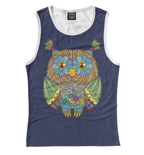 Майка для девочки с изображением Friendly Zentangle Owl цвета Белый