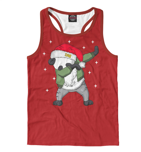 Мужская майка-борцовка с изображением DAB панда дед мороз цвета Белый