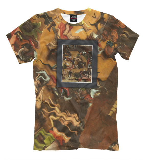 Мужская футболка с изображением Кошмарные миры Босха цвета Молочно-белый