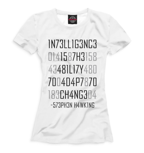 Женская футболка с изображением Стивен Хокинг цвета Белый