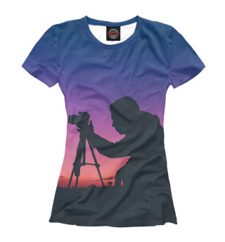 Женская футболка Фотограф на закате