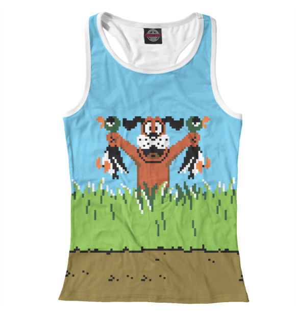 Женская майка-борцовка с изображением Duck Hunt (NES) Dog цвета Белый