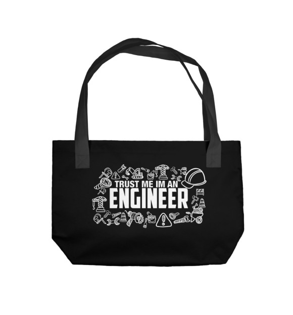 Пляжная сумка с изображением Trust me I am an Engineer цвета 