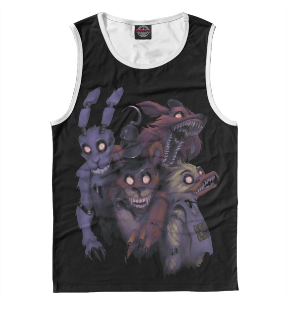 Майка для мальчика с притом Five Nights at Freddy’s цвета Белый Майка для мальчика с изображением Five Nights at Freddy’s цвета Белый