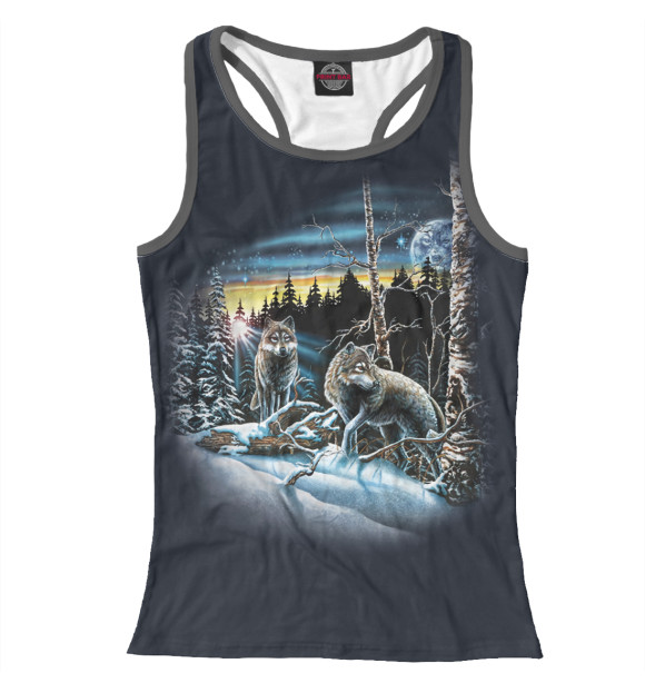 Женская майка-борцовка с изображением Волки цвета Белый