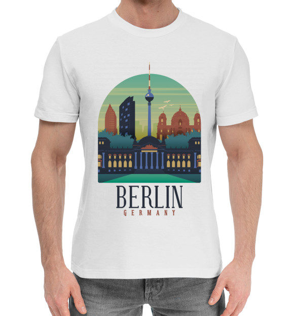 Мужская хлопковая футболка с изображением Berlin цвета Белый