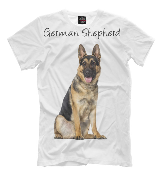 Мужская футболка с изображением German Shepherd цвета Молочно-белый
