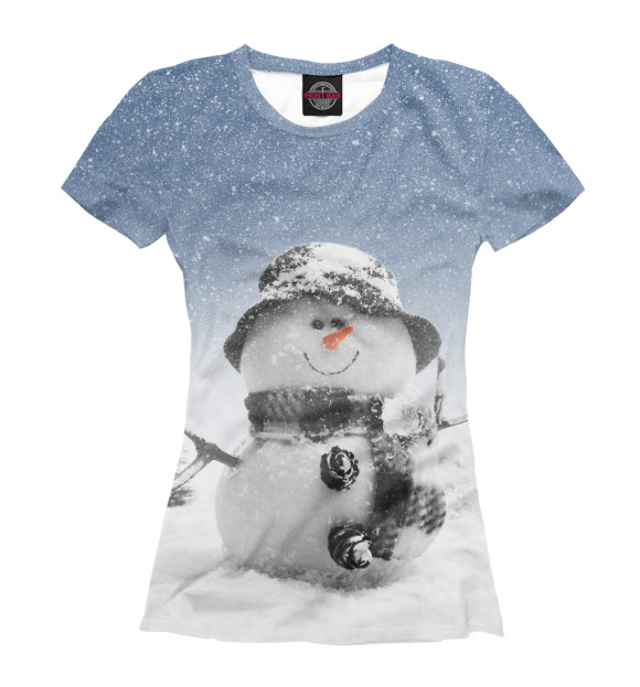 Женская футболка с изображением Снеговик цвета Белый