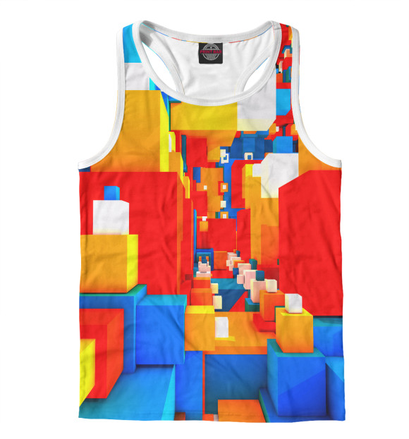 Мужская майка-борцовка с изображением Оптические кубы цвета Белый