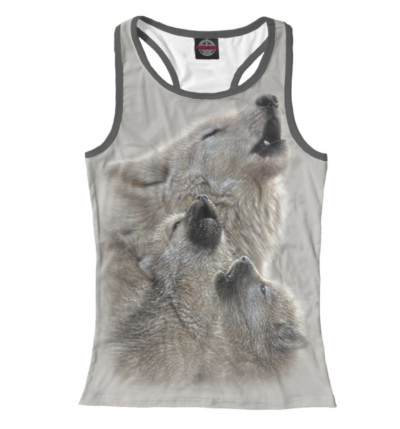 Женская майка-борцовка с изображением Волки цвета Белый