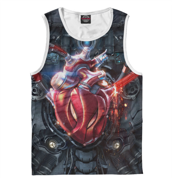 Мужская майка с изображением Робот цвета Белый