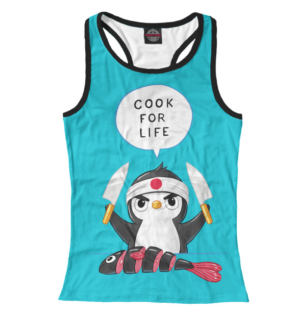 Женская майка-борцовка с изображением Готовить, чтобы жить цвета Белый