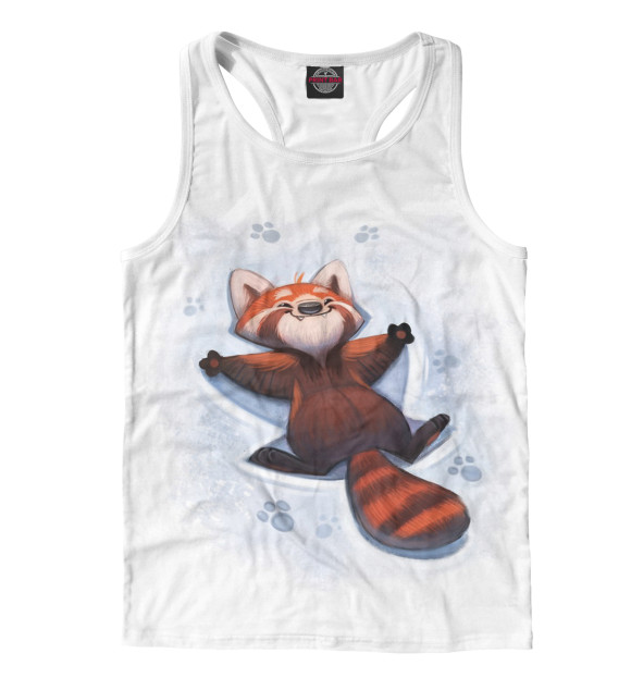 Мужская майка-борцовка с изображением Красная панда цвета Белый