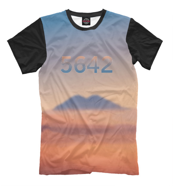 Мужская футболка с изображением Эльбрус 5642 цвета Молочно-белый