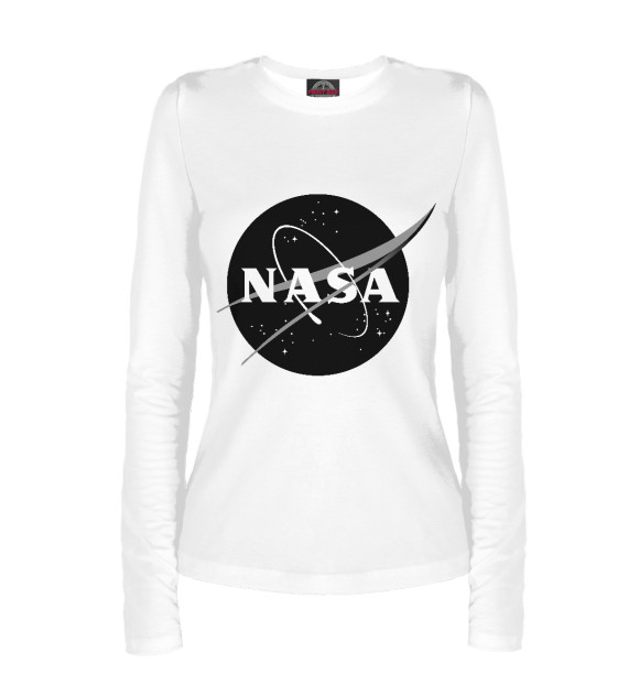 Женский лонгслив с изображением NASA цвета Белый
