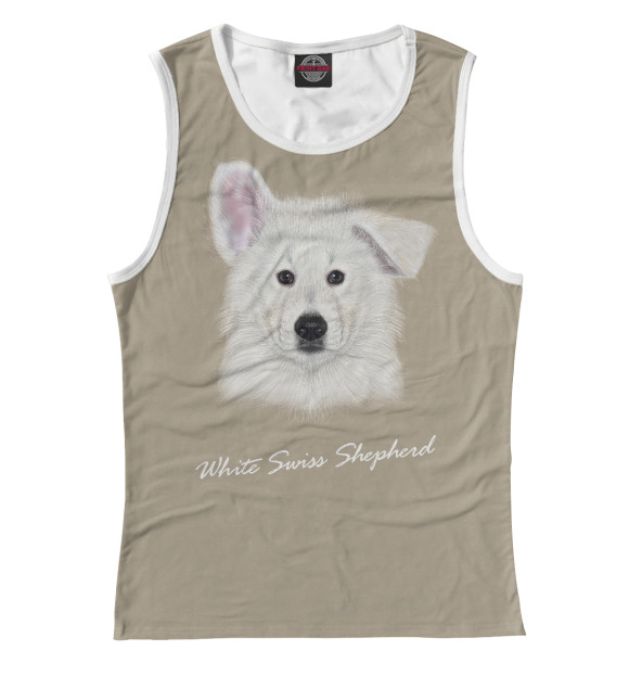 Женская майка с изображением White swiss shepherd цвета Белый