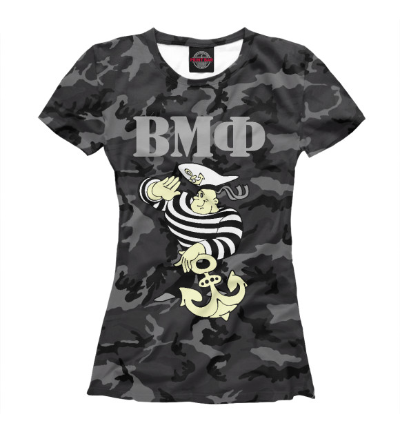 Женская футболка с изображением Военно-Морской Флот цвета Белый