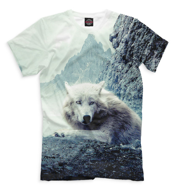 Мужская футболка с изображением Волки цвета Серый
