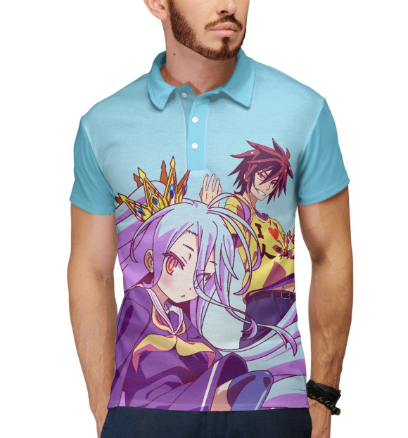 Мужское поло с притом No Game No Life цвета Белый Мужское поло с изображением No Game No Life цвета Белый