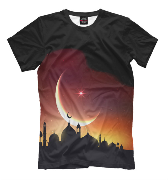 Мужская футболка с изображением Ночь над мечетью цвета Черный