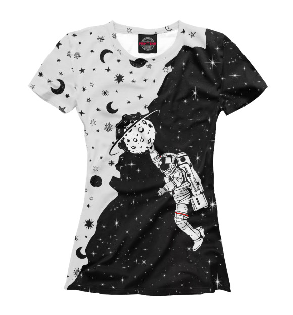 Женская футболка с изображением Космос цвета Белый