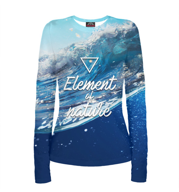 Женский лонгслив с изображением Стихия воды цвета Белый