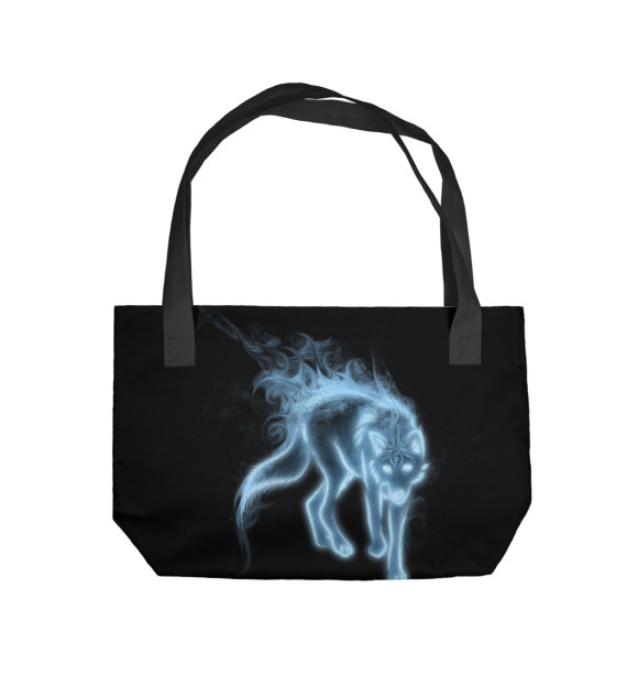 Пляжная сумка с изображением Неоновый волк цвета 