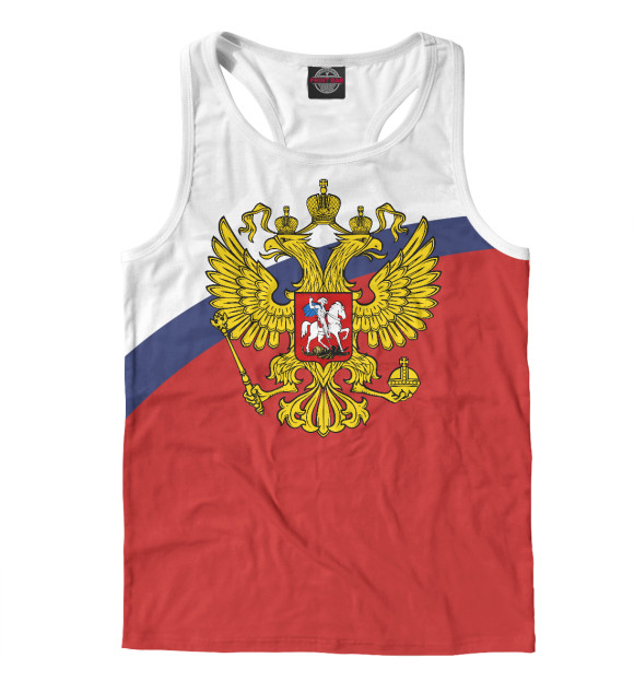 Мужская майка-борцовка с изображением Россия Триколор цвета Белый