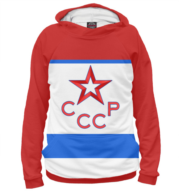 Мужское худи с изображением СССР цвета Белый